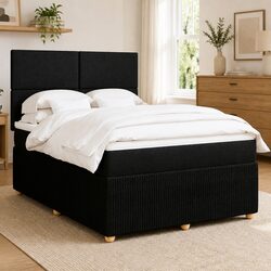 Queen Box Spring Bed with Pocket Mattress and Adjustable Headboard