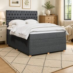 Queen Box Spring Bed with Pocket Spring Mattress and LED Lighting