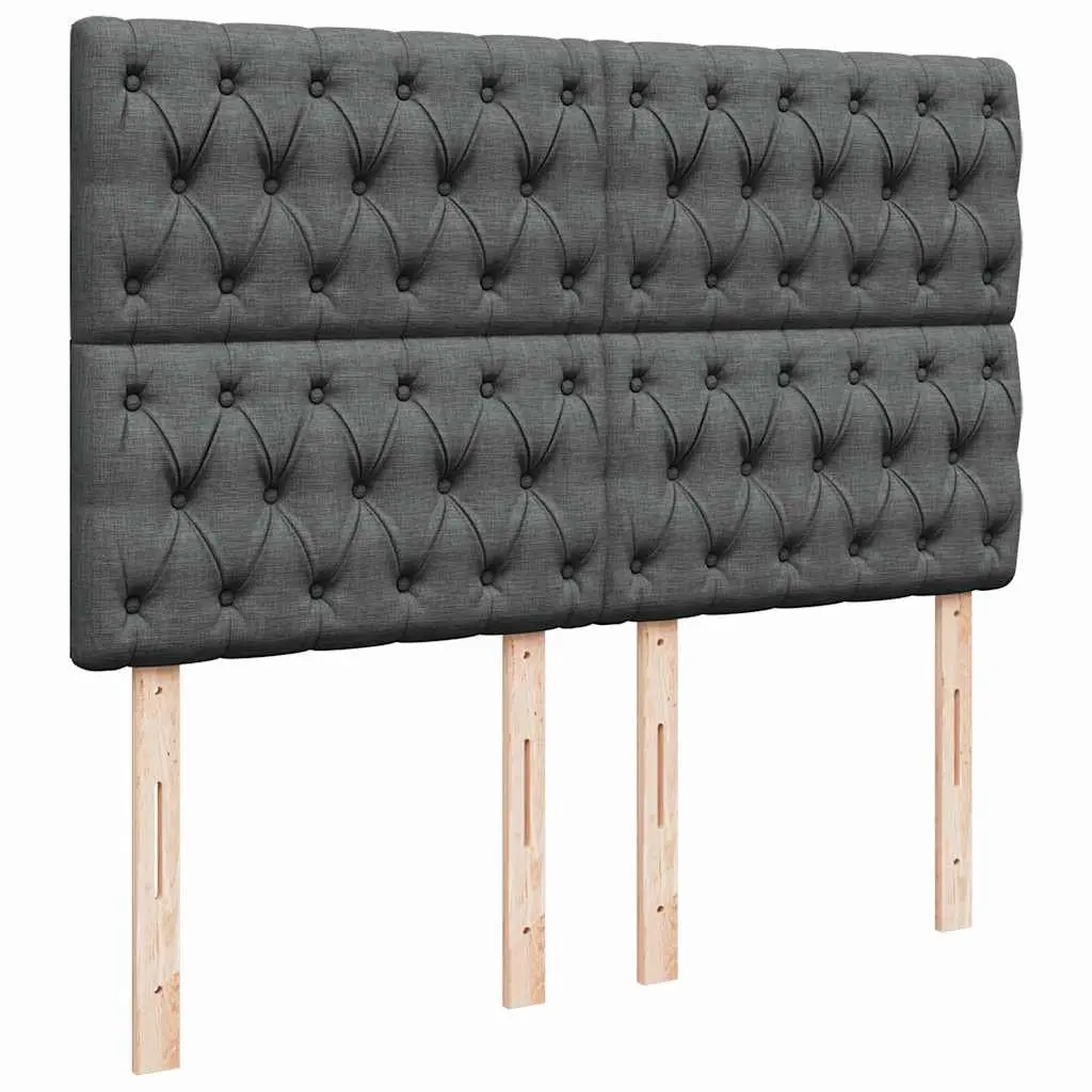 Queen Box Spring Bed with Pocket Spring Mattress Adjustable Headboard Dark Grey