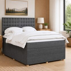 Precision-Designed Queen Box Spring Bed with Mattress and LED