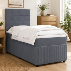 King Single Box Spring Bed with Pocket Spring Mattress and LED Lights