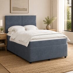 Double Box Spring Bed with Pocket Spring Mattress and LED