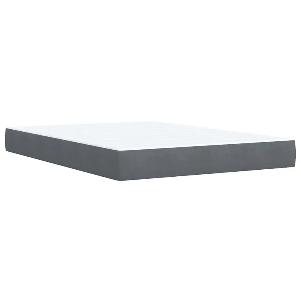 Double Bed with Adjustable Headboard Velvet Upholstery Pocket Spring Mattress Grey with LED Lighting