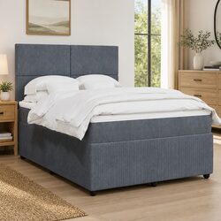 Queen Box Spring Bed with Pocket Mattress and LED Lights