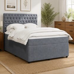 Queen Box Spring Bed with Pocket Spring Mattress and LED Lighting