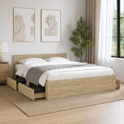 Bed Frame with Headboard Sonoma Oak 150x200 cm