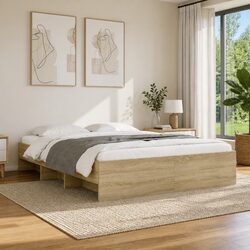 Engineered Wood Bed Frame Sonoma Oak 150x200 cm