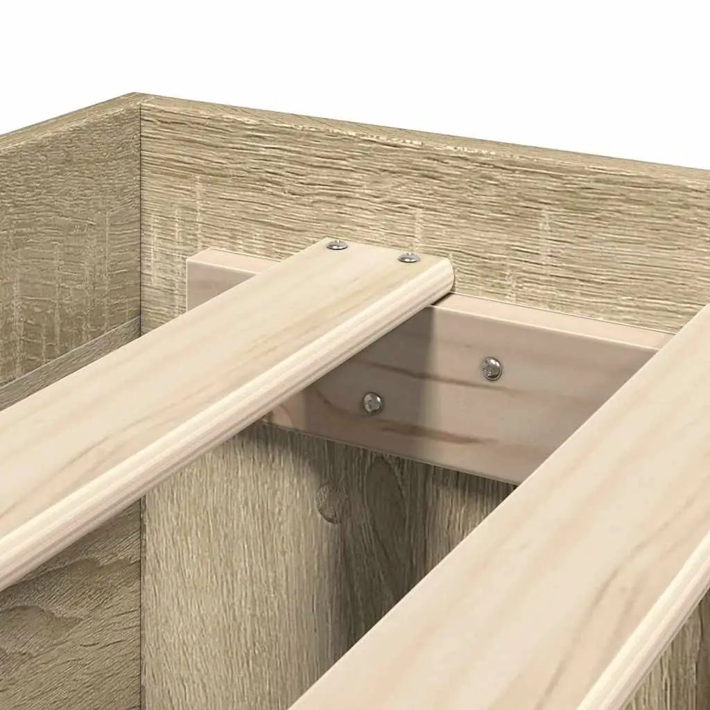Bed Frame Slatted Base Storage 150x200 cm Brown Engineered Wood