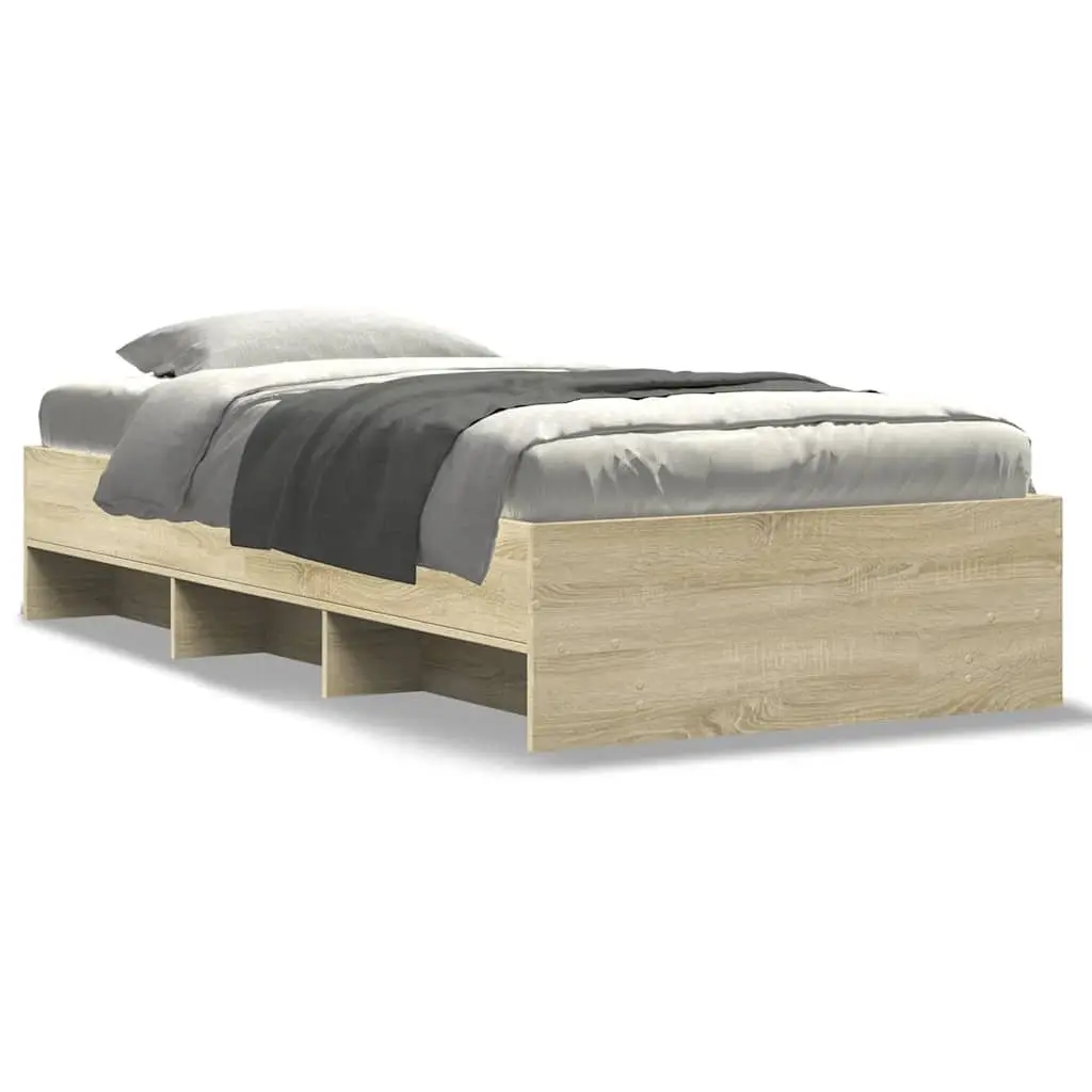Bed Frame Storage Slatted Base 90x190 cm Brown Sonoma Oak Engineered Wood