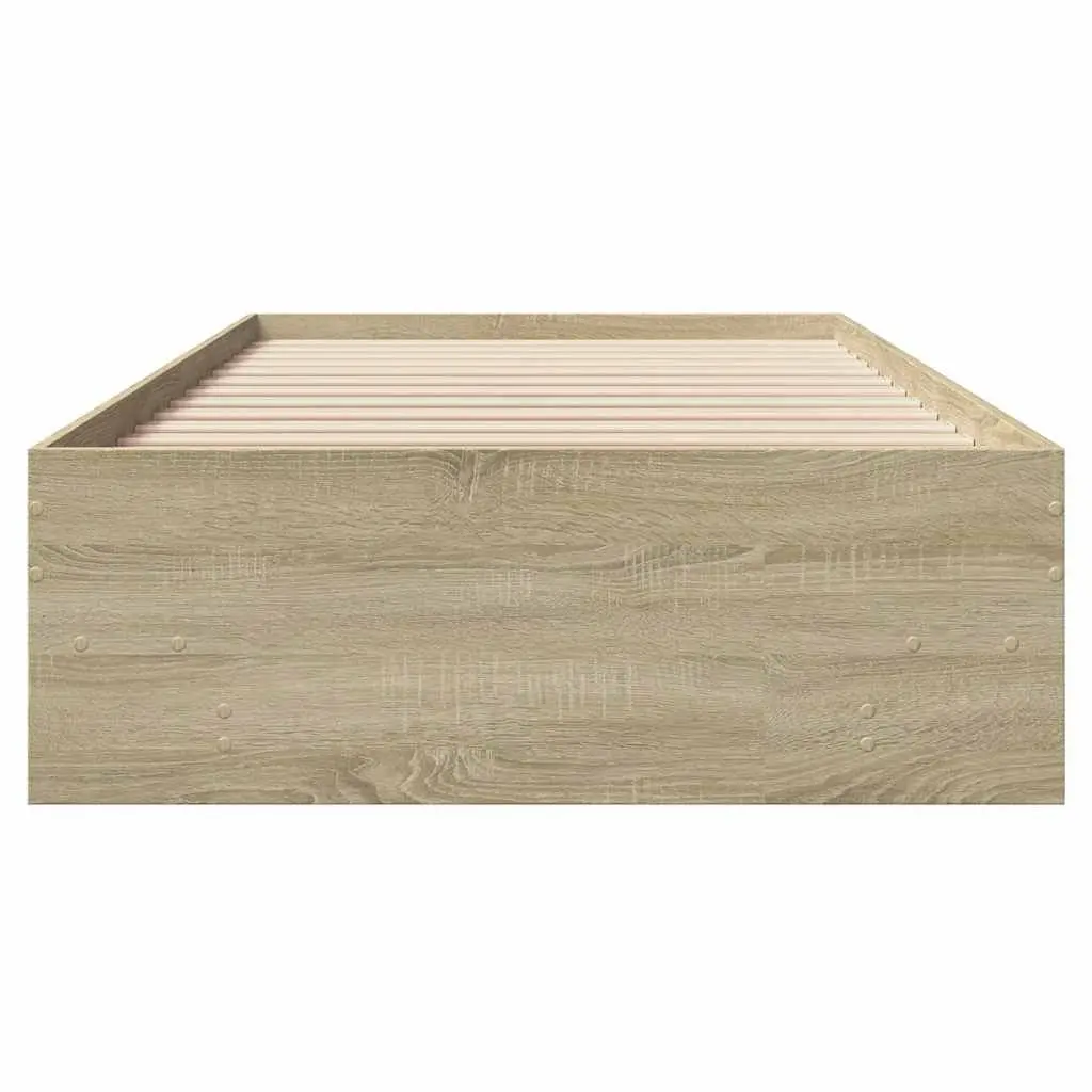 Bed Frame Storage Slatted Base 90x190 cm Brown Sonoma Oak Engineered Wood