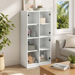 White Highboard Storage Cabinet with Engineered Wood Design