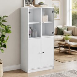 Highboard Storage Cabinet in White Engineered Wood