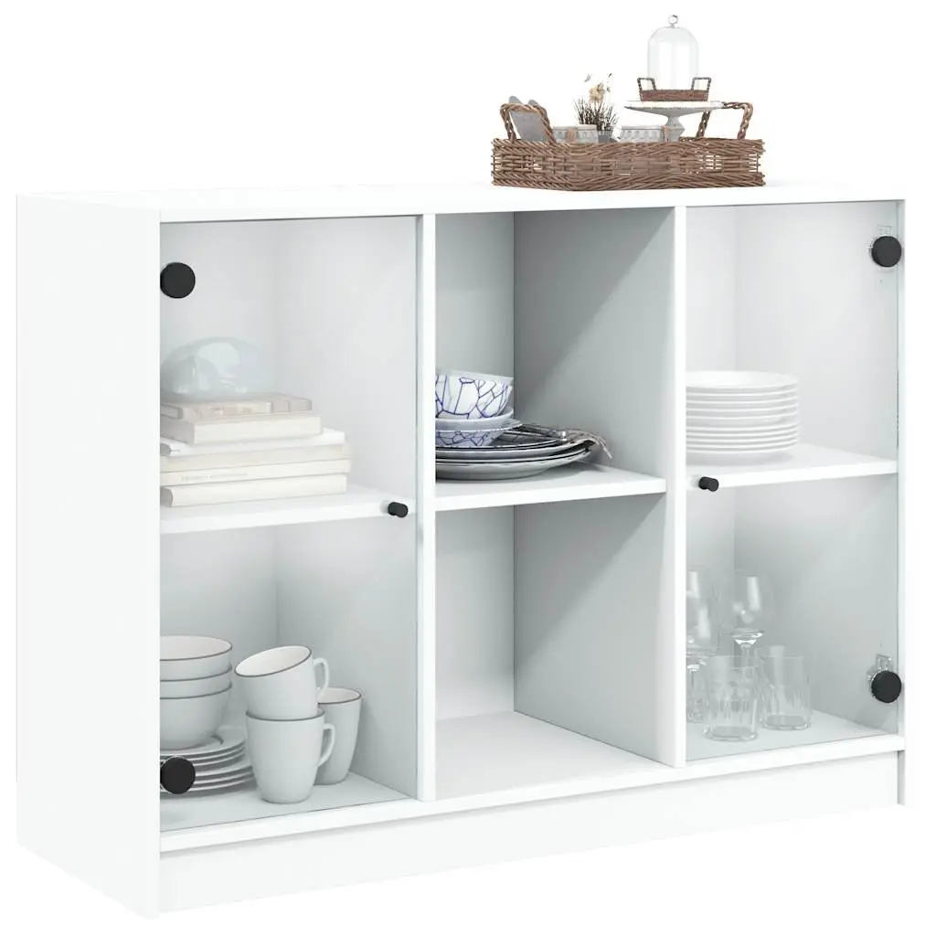 Sideboard White Engineered Wood 102x37x75.5 cm Storage Cabinet