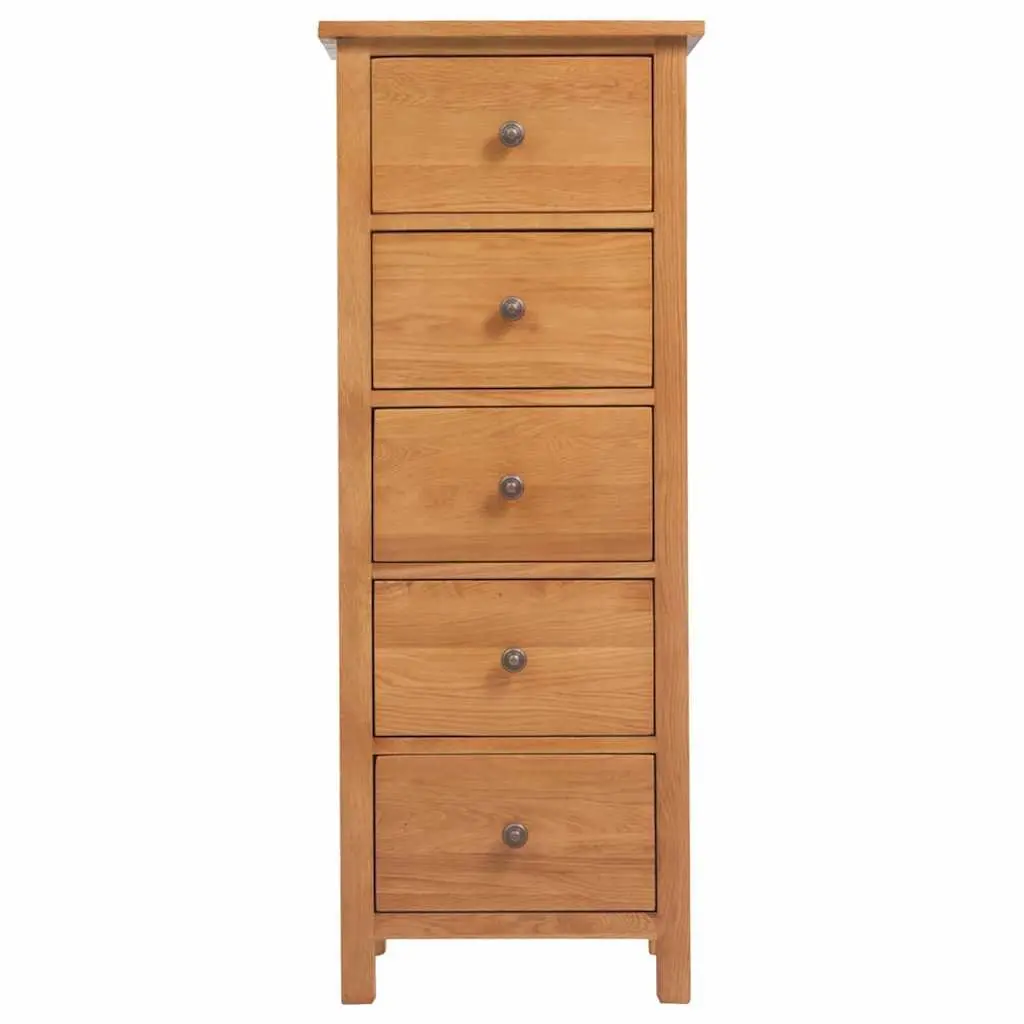 Tall Chest of Drawers Solid Oak Wood Extra-Tall 5 Drawer Storage Cabinet Brown 45x32x110 cm