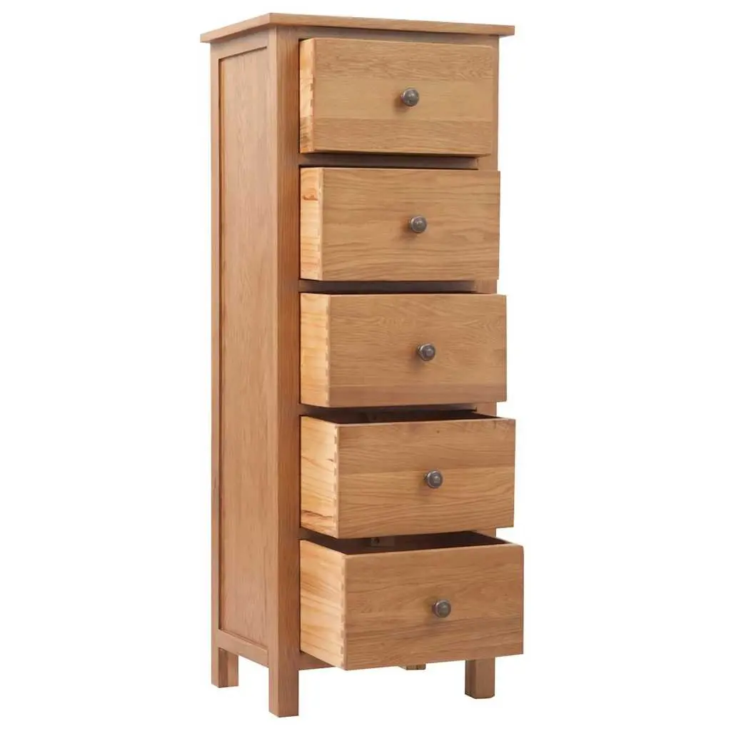Tall Chest of Drawers Solid Oak Wood Extra-Tall 5 Drawer Storage Cabinet Brown 45x32x110 cm
