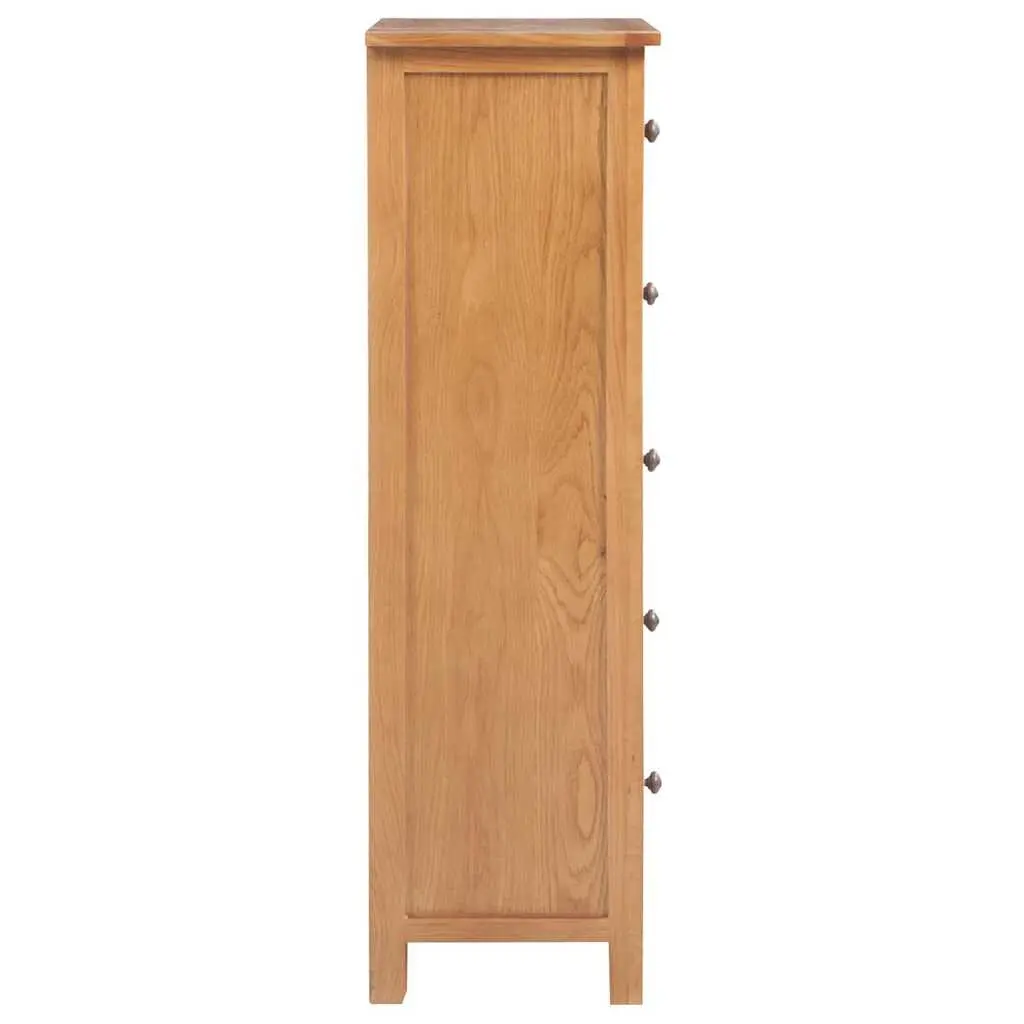 Tall Chest of Drawers Solid Oak Wood Extra-Tall 5 Drawer Storage Cabinet Brown 45x32x110 cm