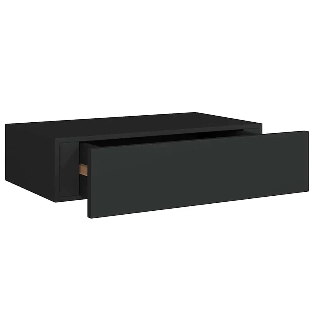 Wall-mounted Drawer Shelf Compact Storage Organizer 40x23.5x10cm Black