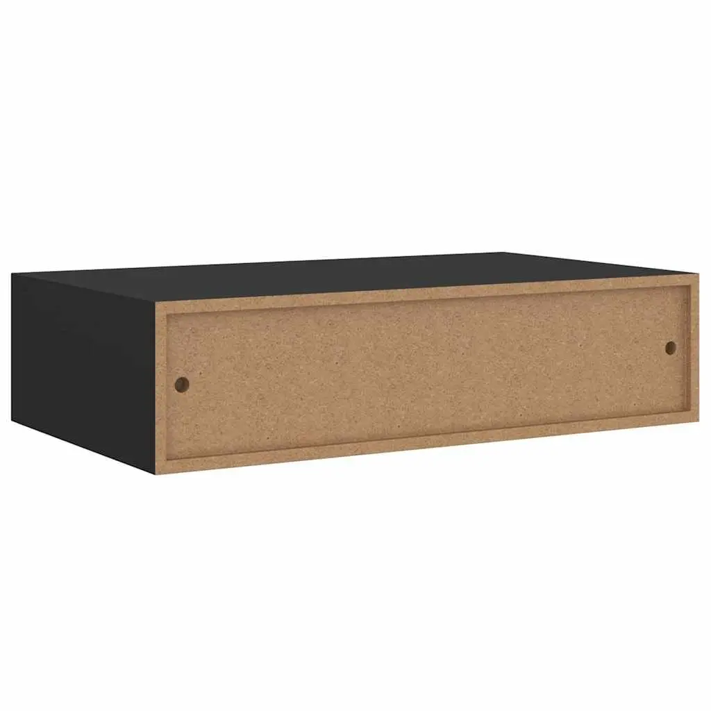 Wall-mounted Drawer Shelf Compact Storage Organizer 40x23.5x10cm Black