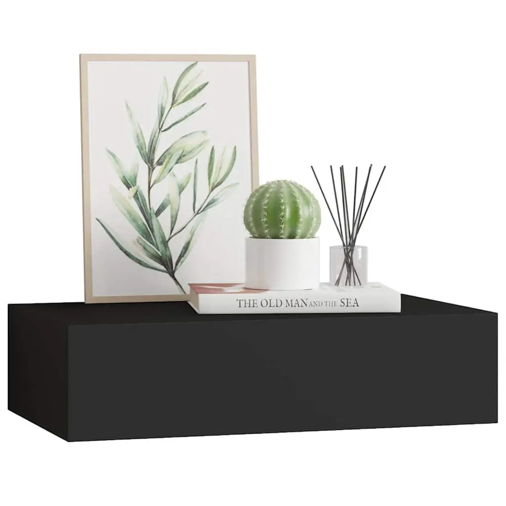 Wall-mounted Drawer Shelf Compact Storage Organizer 40x23.5x10cm Black