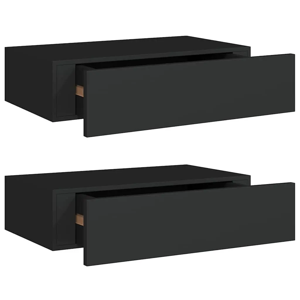 Wall-mounted Drawer Shelves Compact Floating Storage Organizer 2 Piece Black