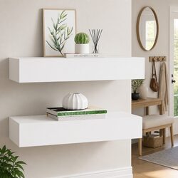 Wall-Mounted Drawer Shelves Set of 2, White