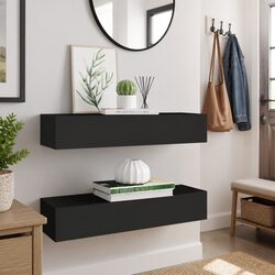 2-Piece Wall-Mounted Drawer Shelves in Black