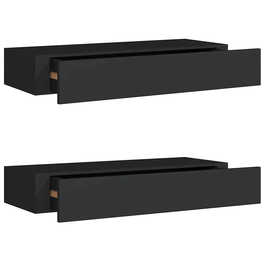Wall-mounted Drawer Shelves Compact Black 2 Piece
