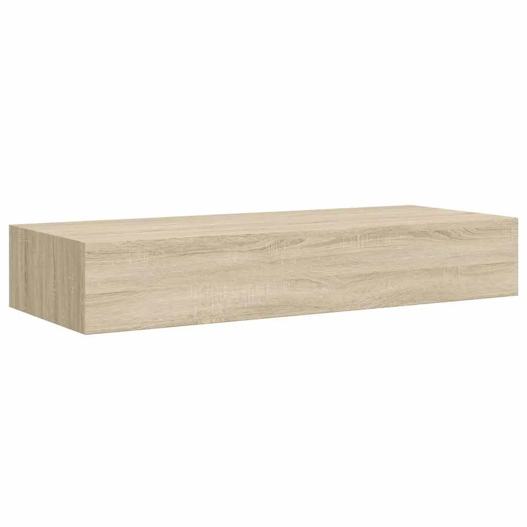 Wall-mounted Drawer Shelves Compact Floating Storage Organizer Oak Brown 60x23.5x10cm Set of 2