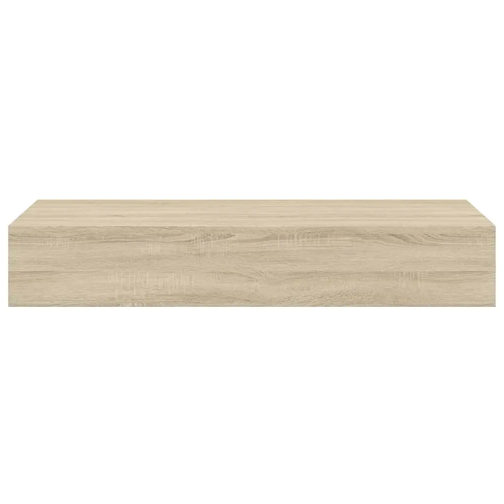 Wall-mounted Drawer Shelves Compact Floating Storage Organizer Oak Brown 60x23.5x10cm Set of 2