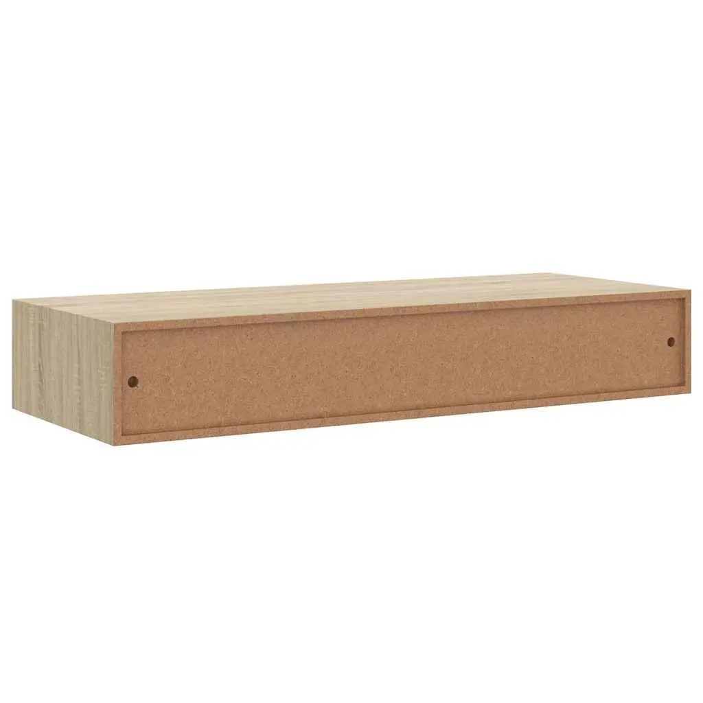 Wall-mounted Drawer Shelves Compact Floating Storage Organizer Oak Brown 60x23.5x10cm Set of 2