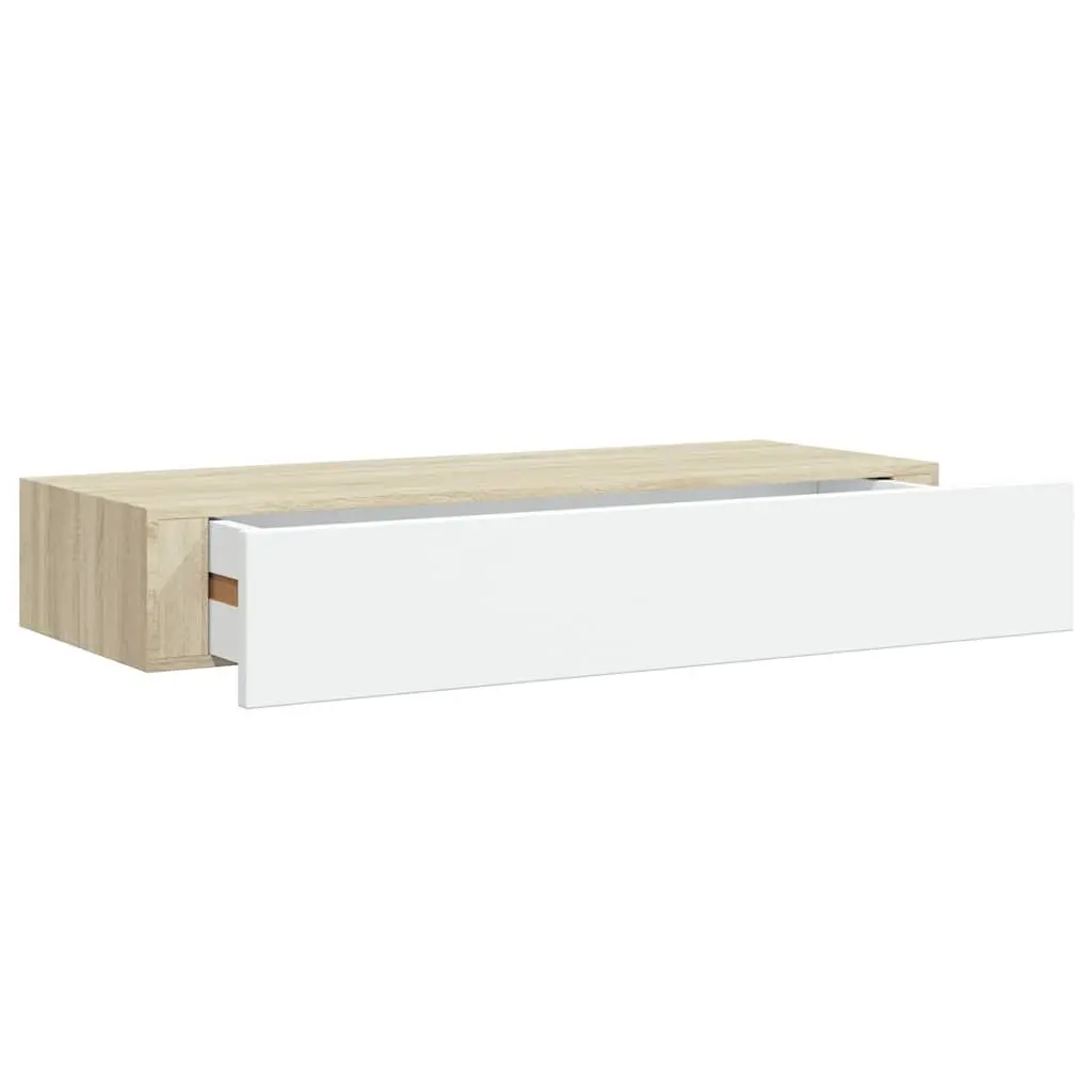 Wall-mounted Drawer Shelf Compact Storage 60x23.5x10cm Brown