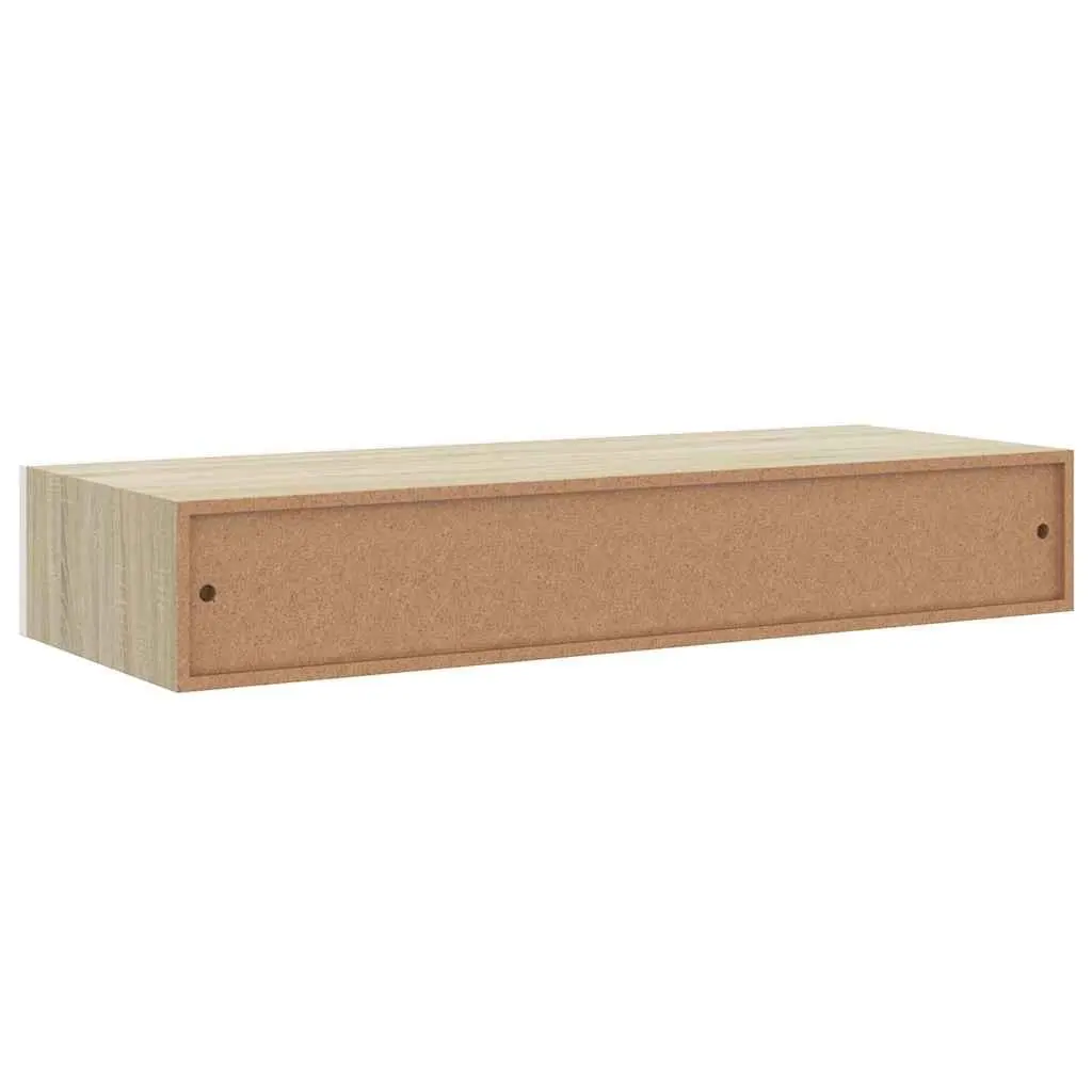 Wall-mounted Drawer Shelf Compact Storage 60x23.5x10cm Brown