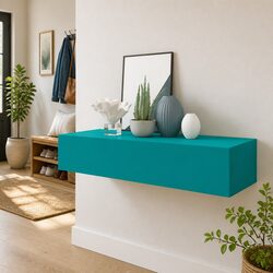 Compact MDF Wall-Mounted Drawer Shelf in Blue