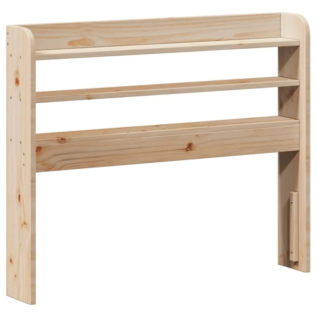 Bed Frame Solid Pine Wood Brown With Slatted Base Headboard Featuring Storage Shelves 90x190 cm