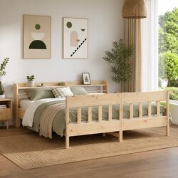 Pine Wood Bed Frame 180x200 cm with Slatted Base