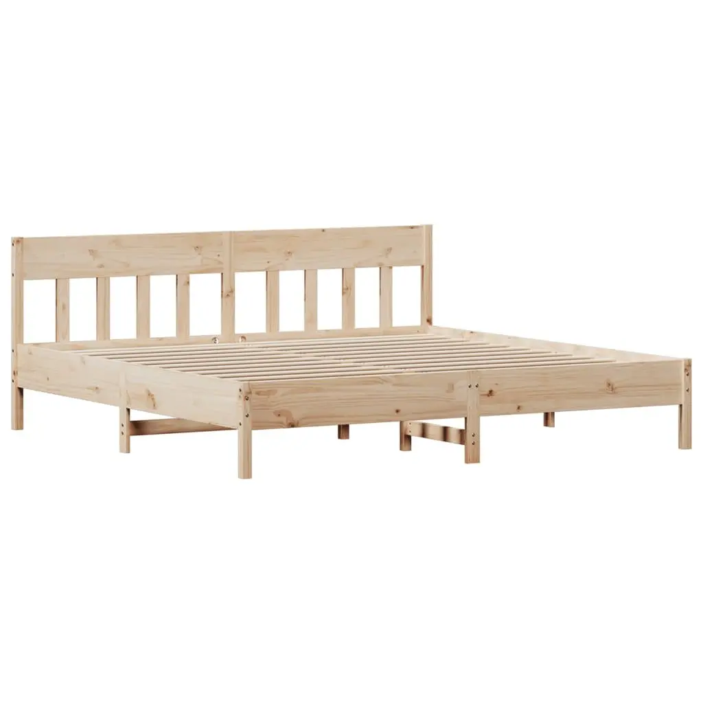 Bed Frame 180x200 cm Solid Wood Pine Slatted Base Headboard Storage Shelves