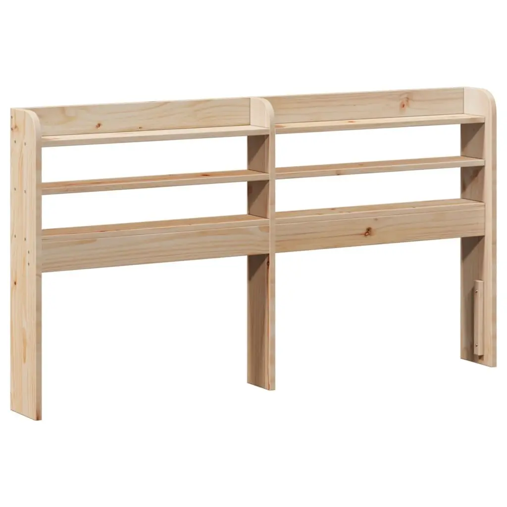 Solid Wood Bed Frame with Headboard Storage Shelves 150x200 cm Brown