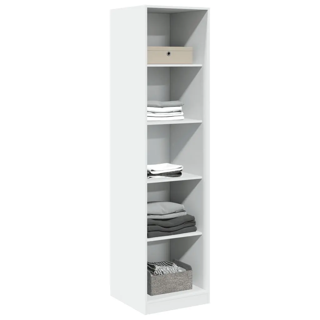 Wardrobe Cupboard 5 Compartment Compact Storage Cabinet Engineered Wood White