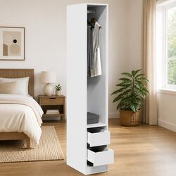 Storage Cabinet White 30x50x200 cm with Drawers