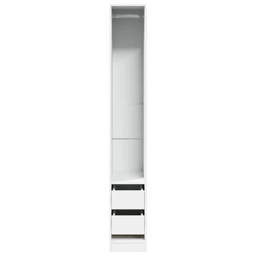 Wardrobe Compact Storage Cabinet White 30x50x200 cm with Compartment Drawers