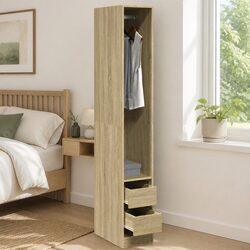 Compact Wardrobe Cupboard in Brown Engineered Wood 30x50x200cm