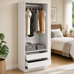 White Storage Cabinet with 1 Compartment and 2 Drawers