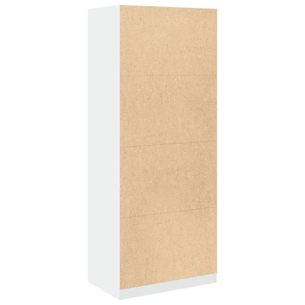 Wardrobe Compact Storage Cabinet 80x50x200cm White 1 Compartment 2 Drawers