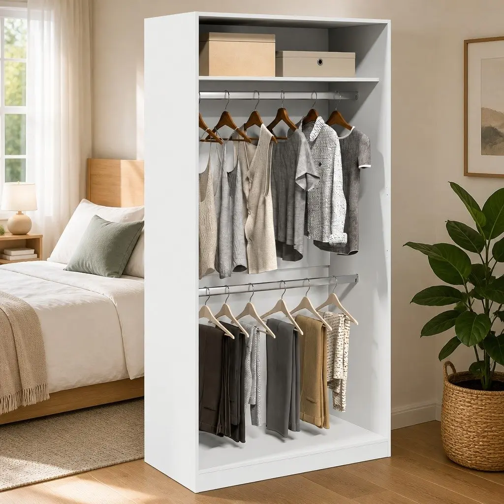 Wardrobe Compact Storage 100x50x200cm Engineered Wood White