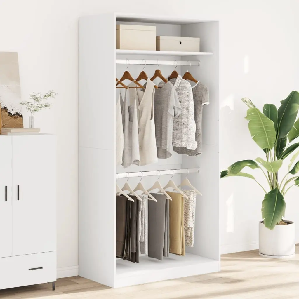 Wardrobe Compact Storage 100x50x200cm Engineered Wood White