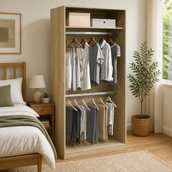 Compact Wardrobe Cupboard 100x50x200cm with 2 Compartments
