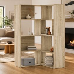 4-Tier Corner Bookcase in Sonoma Oak Engineered Wood