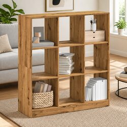 9 Compartment Bookcase with Engineered Wood in Brown