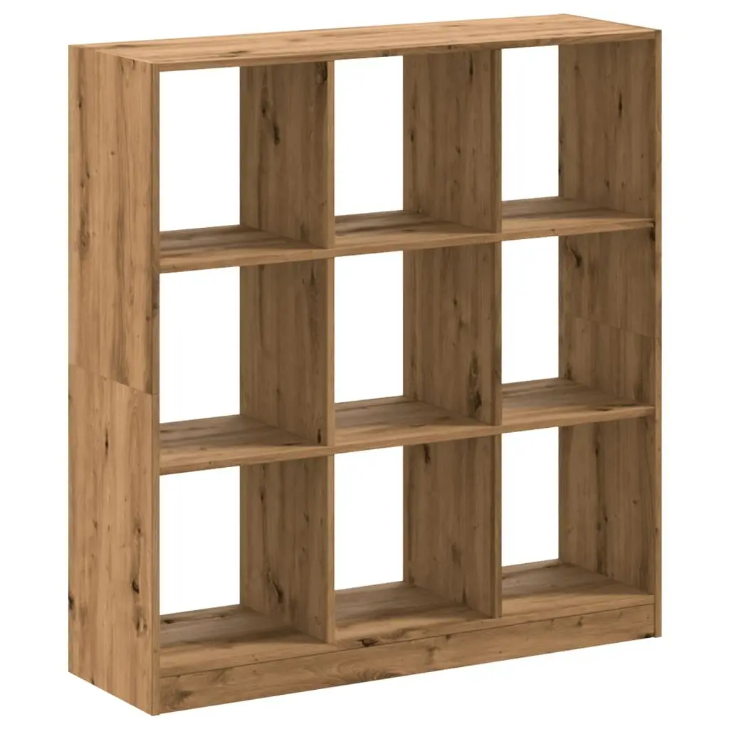 Bookcase 9 Compartment Storage Unit Compact Brown Engineered Wood