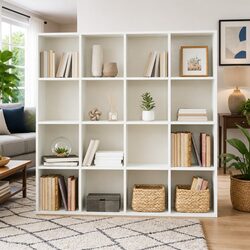 White Storage Shelving Unit 137.5x29x137.5 cm